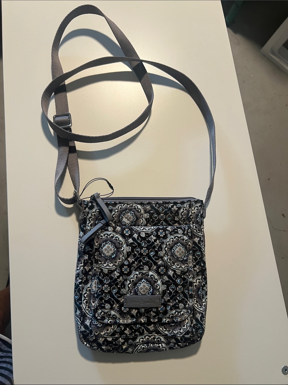 Vera Bradley Black and Gray Floral Medallion Quilted Crossbody